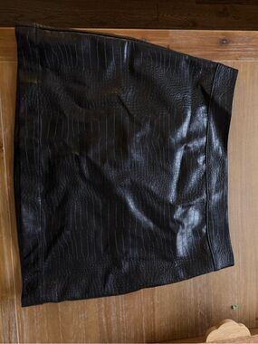 LOFT Black Faux Embossed Leather Mini Skirt